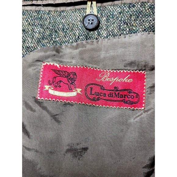 Bespoke Luca diMarco Tweed Olive Green Cashmere Blazer Cloth Ermengildo Zenga 46 - Picture 11 of 14